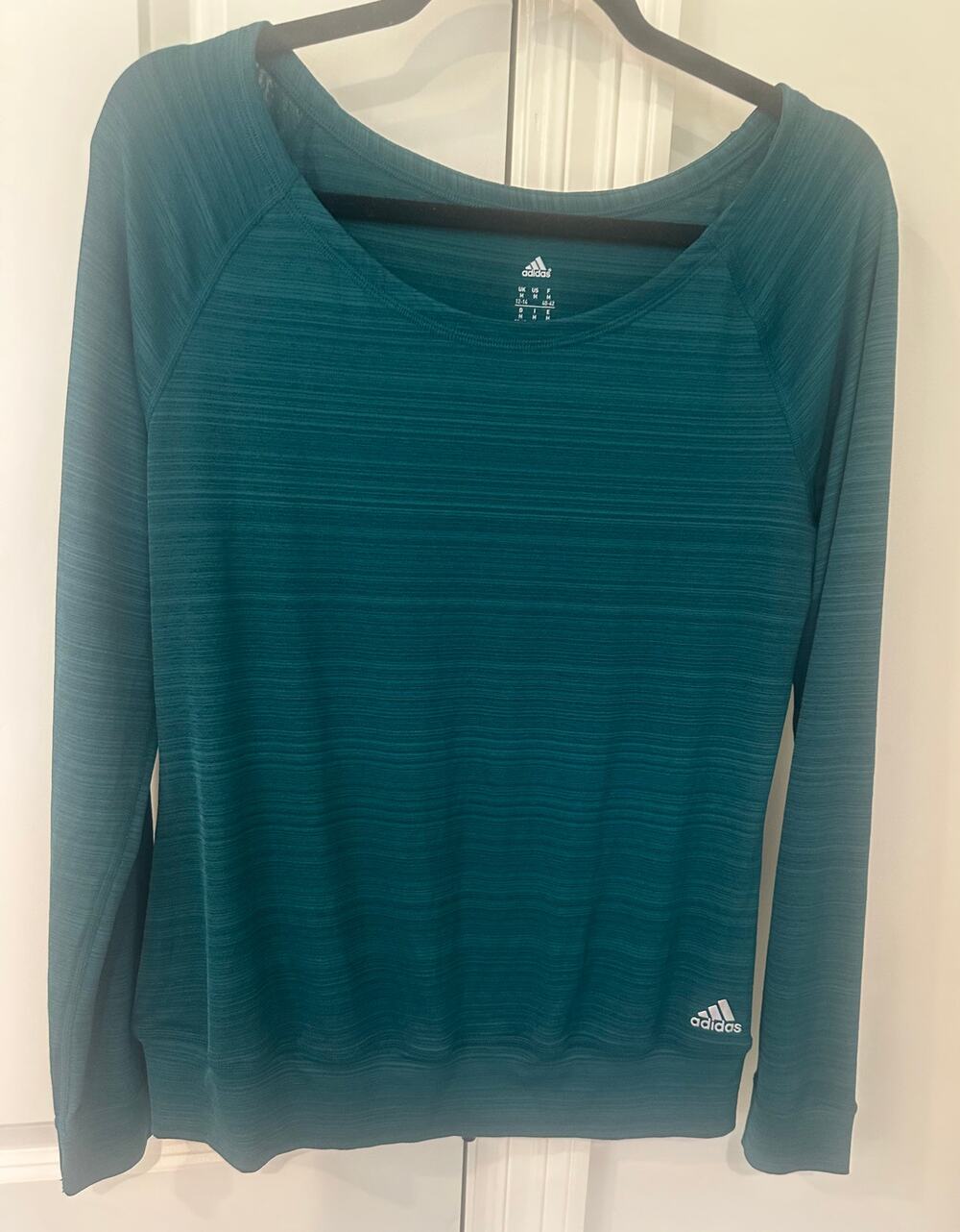 Adidas Climalite Medium Teal Long Sleeve Athletic Performance Top